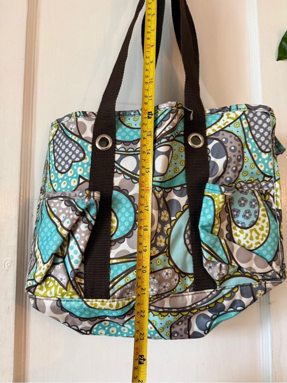 Thirty one Quilted Paisley Tote in Teal, Gray & Brown - Picture 6 of 11